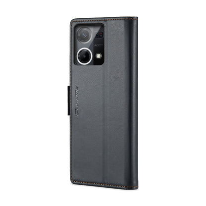 For OPPO Reno7 4G Indonesia/F21 Pro 4G/Reno8 4G CaseMe 023 Butterfly Buckle Litchi Texture RFID Anti-theft Leather Phone Case(Black) - OPPO Cases by CaseMe | Online Shopping South Africa | PMC Jewellery | Buy Now Pay Later Mobicred