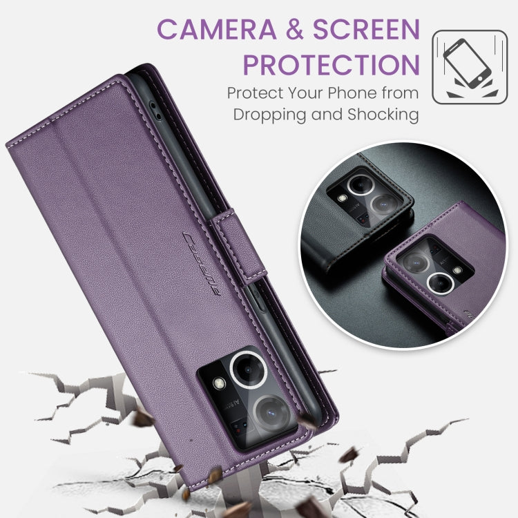 For OPPO Reno7 4G Indonesia/F21 Pro 4G/Reno8 4G CaseMe 023 Butterfly Buckle Litchi Texture RFID Anti-theft Leather Phone Case(Pearly Purple) - OPPO Cases by CaseMe | Online Shopping South Africa | PMC Jewellery | Buy Now Pay Later Mobicred