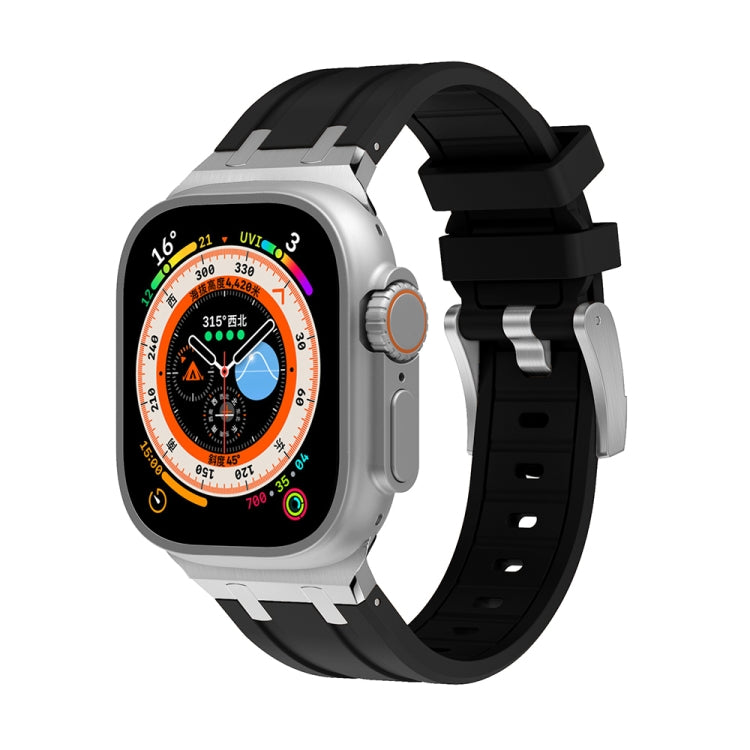 AP Silicone Watch Band For Apple Watch Ultra 2 49mm(Silver Black) - Watch Bands by PMC TechLife | Online Shopping South Africa | PMC TechLife