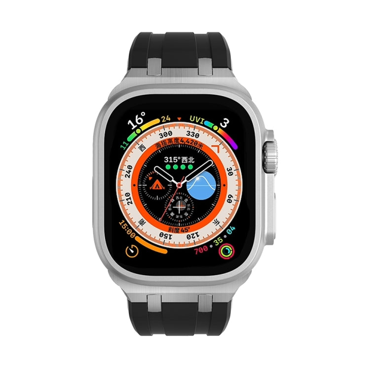 AP Silicone Watch Band For Apple Watch Ultra 2 49mm(Silver Black) - Watch Bands by PMC TechLife | Online Shopping South Africa | PMC TechLife