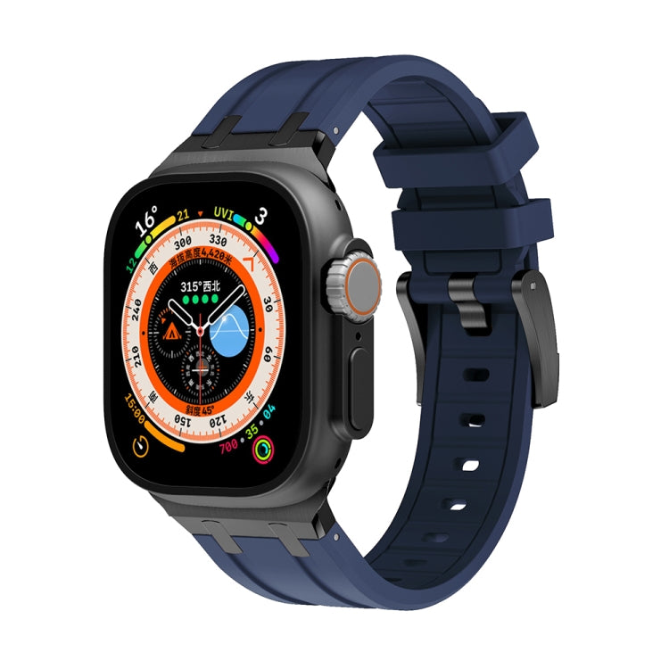 AP Silicone Watch Band For Apple Watch Ultra 2 49mm(Black Blue) - Watch Bands by PMC TechLife | Online Shopping South Africa | PMC TechLife