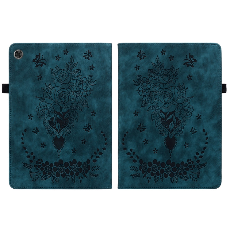 For Lenovo Tab M10 Plus 10.6 3rd Gen Butterfly Rose Embossed Leather Tablet Case(Dark Blue) - Lenovo by PMC TechLife | Online Shopping South Africa | PMC TechLife | Buy Now Pay Later Mobicred