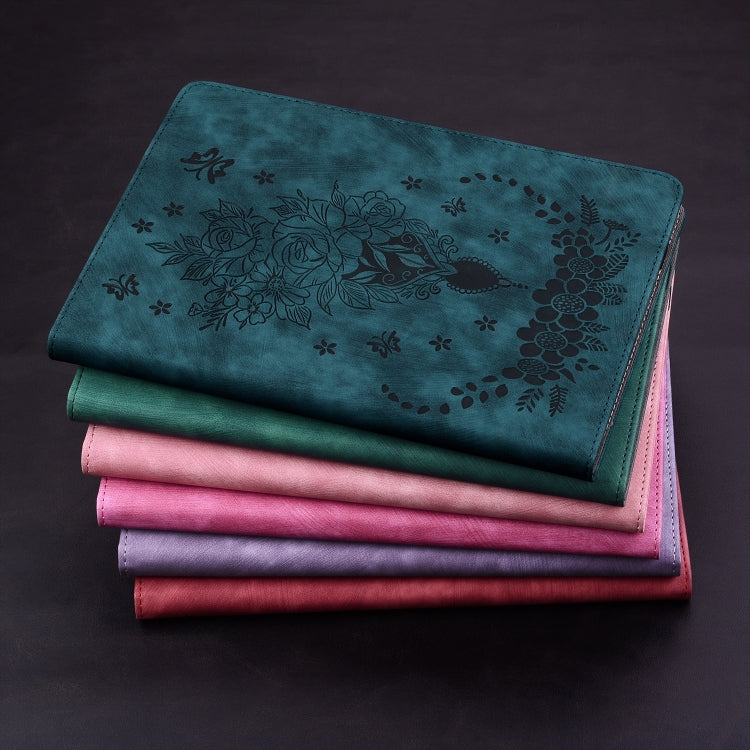 For Lenovo Tab M10 10.1 3rd Gen Butterfly Rose Embossed Leather Tablet Case(Dark Blue) - Lenovo by PMC TechLife | Online Shopping South Africa | PMC TechLife | Buy Now Pay Later Mobicred