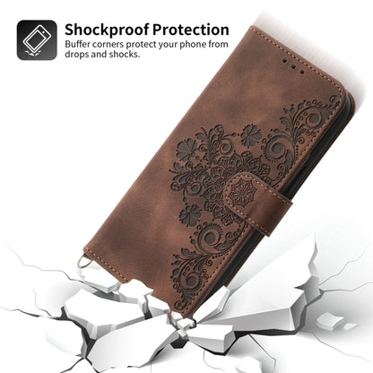 For Huawei Pura 70 Skin-feel Flowers Embossed Wallet Leather Phone Case(Brown) - Huawei Cases by PMC Jewellery | Online Shopping South Africa | PMC Jewellery | Buy Now Pay Later Mobicred