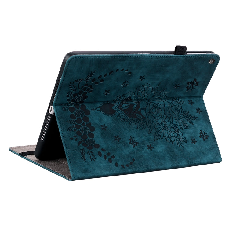 For Amazon Kindle Fire HD10 2019 / 2017 Butterfly Rose Embossed Leather Smart Tablet Case(Dark Blue) - Amazon by PMC TechLife | Online Shopping South Africa | PMC TechLife | Buy Now Pay Later Mobicred