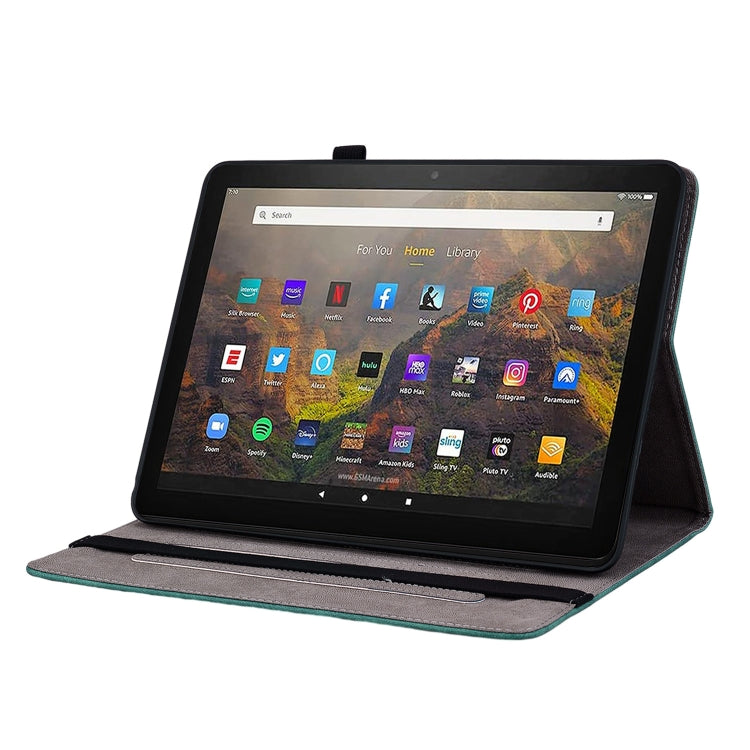 For Amazon Kindle Fire HD10 2021 Butterfly Rose Embossed Leather Smart Tablet Case(Green) - free shipping - PMC TechLife - Order now!