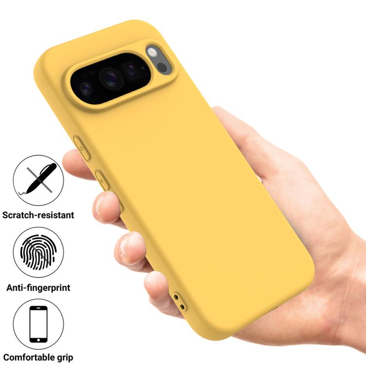 For Google Pixel 10 Pro Pure Color Liquid Silicone Shockproof Phone Case(Yellow) - free shipping - PMC TechLife - Order now!