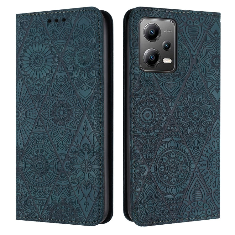 For Redmi Note 12 5G Global Ethnic Embossed Adsorption Leather Phone Case(Blue) - Xiaomi Cases by PMC TechLife | Online Shopping South Africa | PMC TechLife | Buy Now Pay Later Mobicred