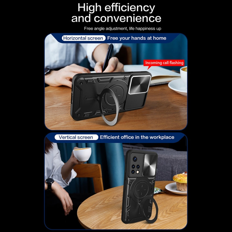 For Xiaomi Redmi Note 11 Global CD Texture Sliding Camshield Magnetic Holder Phone Case(Black) - free shipping - PMC TechLife - Order now!
