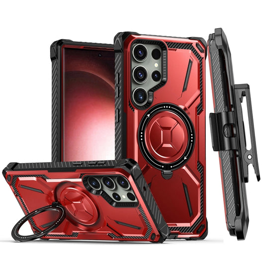 For Samsung Galaxy S23 Ultra 5G Armor Series Holder Phone Case with Back Clip(Red) - Galaxy S23 Ultra 5G Cases by PMC Jewellery | Online Shopping South Africa | PMC Jewellery