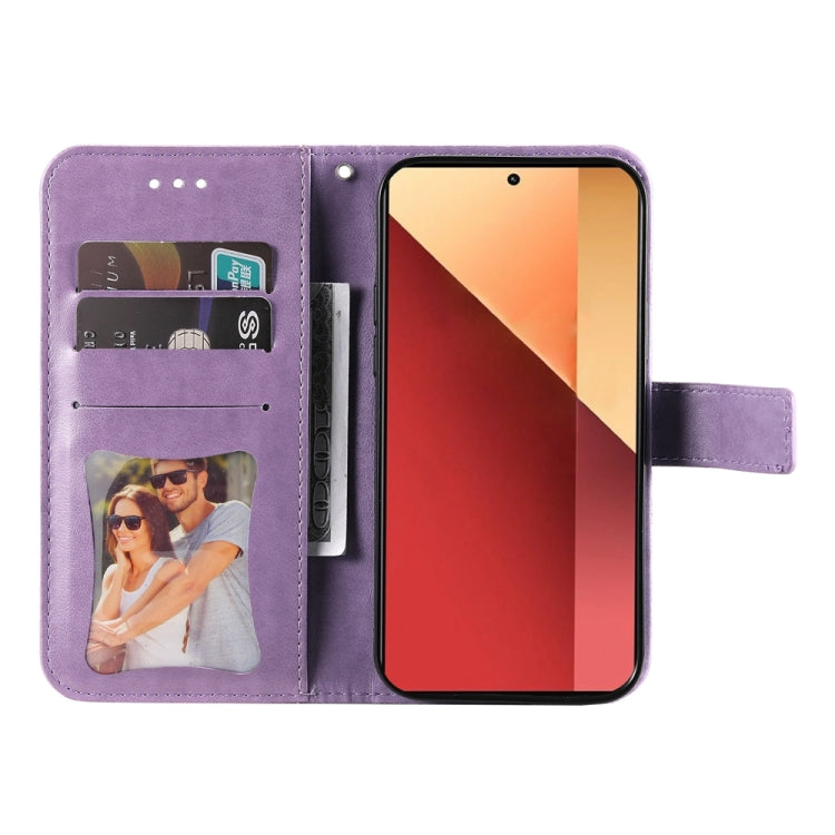 For Xiaomi Redmi Note13 Pro 4G Global/Poco M6 Pro 4G 7-petal Flowers Embossing Leather Phone Case(Light Purple) - Note 13 Pro Cases by PMC Jewellery | Online Shopping South Africa | PMC Jewellery | Buy Now Pay Later Mobicred