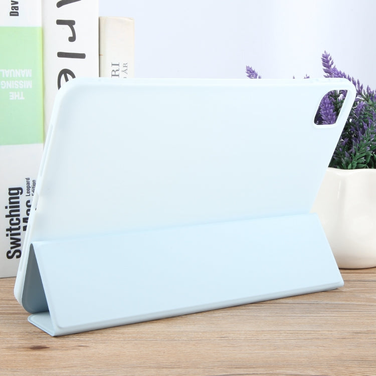 For iPad Air 11 2024 GEBEI 3-folding Holder Shockproof Flip Leather Tablet Case(Sky Blue) - iPad Air 11 2024 Cases by GEBEI | Online Shopping South Africa | PMC Jewellery | Buy Now Pay Later Mobicred