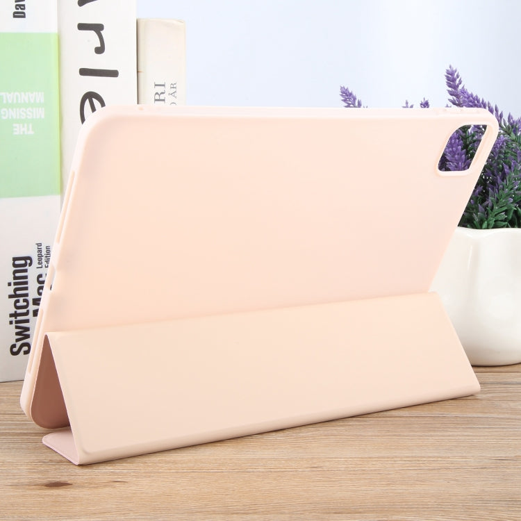 For iPad Air 13 2024 GEBEI 3-folding Holder Shockproof Flip Leather Tablet Case(Pink) - iPad Air 13 2024 Cases by GEBEI | Online Shopping South Africa | PMC Jewellery | Buy Now Pay Later Mobicred