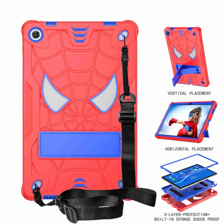 For Lenovo Tab M10 Plus 10.6 3rd Gen 2022 Spider Texture Silicone Hybrid PC Tablet Case with Shoulder Strap(Red + Blue) - Lenovo by PMC TechLife | Online Shopping South Africa | PMC TechLife | Buy Now Pay Later Mobicred