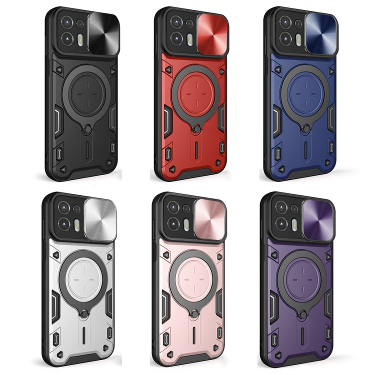 For Motorola Edge 20 Lite CD Texture Sliding Camshield Magnetic Holder Phone Case(Blue) - free shipping - PMC TechLife - Order now!