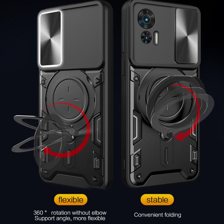 For Motorola Edge 30 Neo CD Texture Sliding Camshield Magnetic Holder Phone Case(Black) - free shipping - PMC TechLife - Order now!