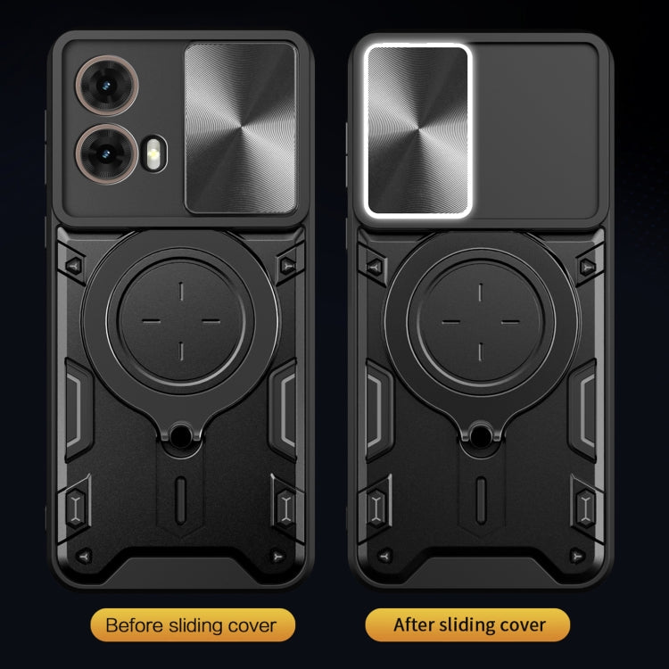 For Motorola Moto G85 CD Texture Sliding Camshield Magnetic Holder Phone Case(Black) - free shipping - PMC TechLife - Order now!