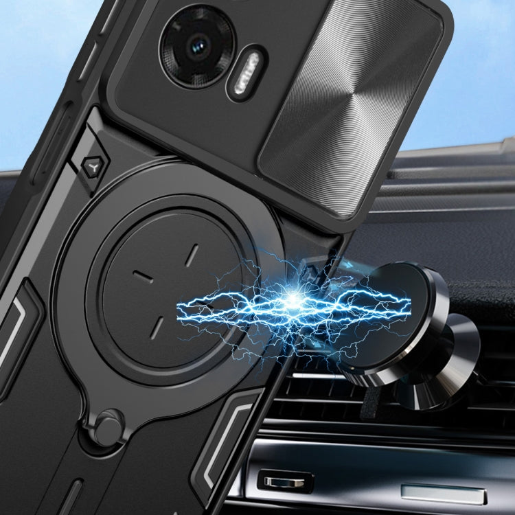 For Motorola Moto G35 CD Texture Sliding Camshield Magnetic Holder Phone Case(Blue) - free shipping - PMC TechLife - Order now!