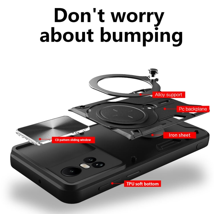 For OPPO Reno10 5G Global CD Texture Sliding Camshield Magnetic Holder Phone Case(Red) - OPPO Cases by PMC TechLife | Online Shopping South Africa | PMC TechLife | Buy Now Pay Later Mobicred