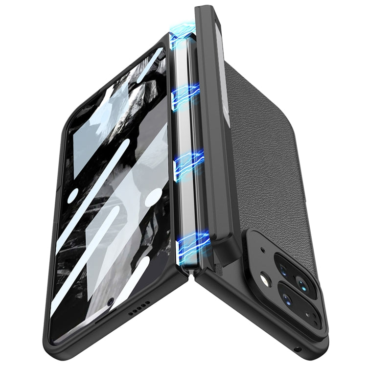 For Google Pixel 9 Pro Fold GKK Integrated Fold Hinge Leather Phone Case with Holder(Carbon Fibre Black) - free shipping - PMC Jewellery - Order now!
