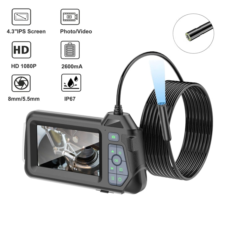 M60 4.3 inch Single Camera with Screen Endoscope, Length:10m(8mm) -  by PMC Jewellery | Online Shopping South Africa | PMC Jewellery | Buy Now Pay Later Mobicred