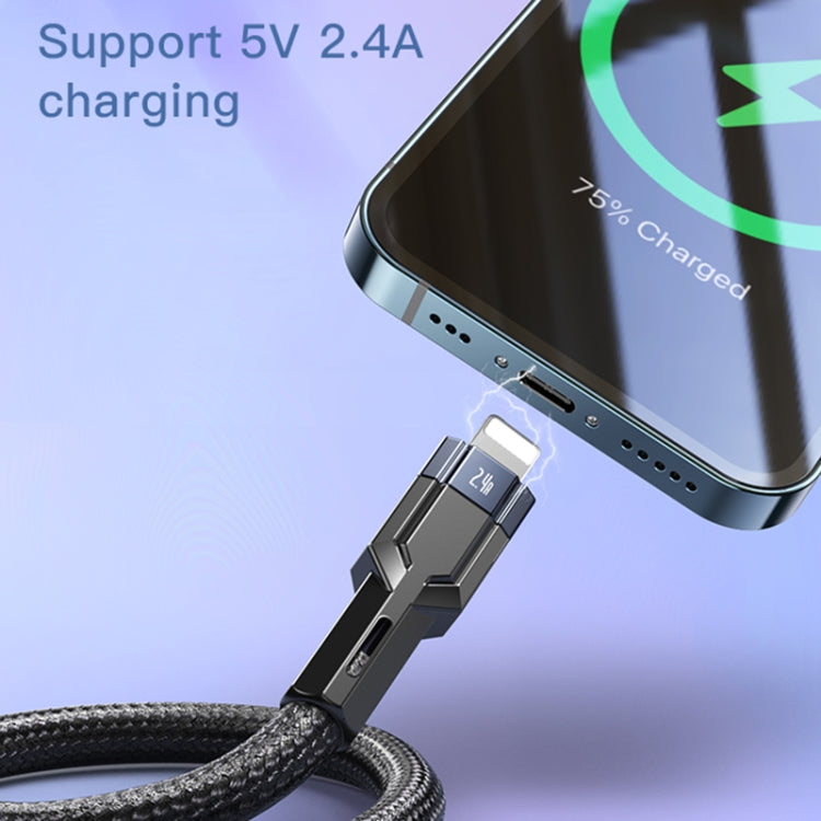 YESIDO CA107 1.2m 2.4A USB-C / Type-C to 8 Pin OD0.6 Charging Data Cable(Black+Blue) - 2 in 1 Cable by Yesido | Online Shopping South Africa | PMC Jewellery | Buy Now Pay Later Mobicred