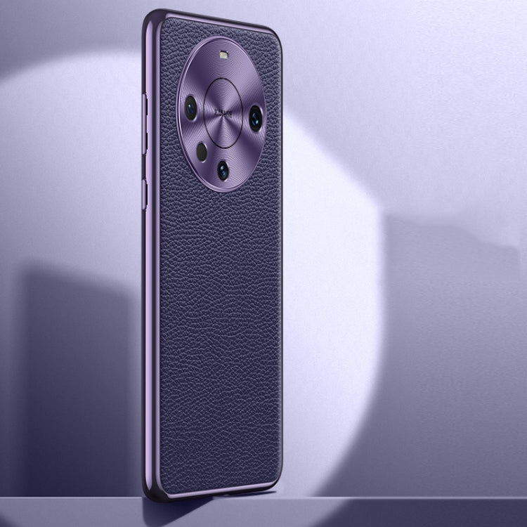 For Huawei Mate 60 Litchi Texture Genuine Leather Phone Case(Purple) - free shipping - PMC TechLife - Order now!
