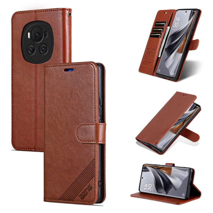 For Honor Magic6 AZNS Sheepskin Texture Flip Leather Phone Case(Brown) - Honor Cases by AZNS | Online Shopping South Africa | PMC Jewellery | Buy Now Pay Later Mobicred