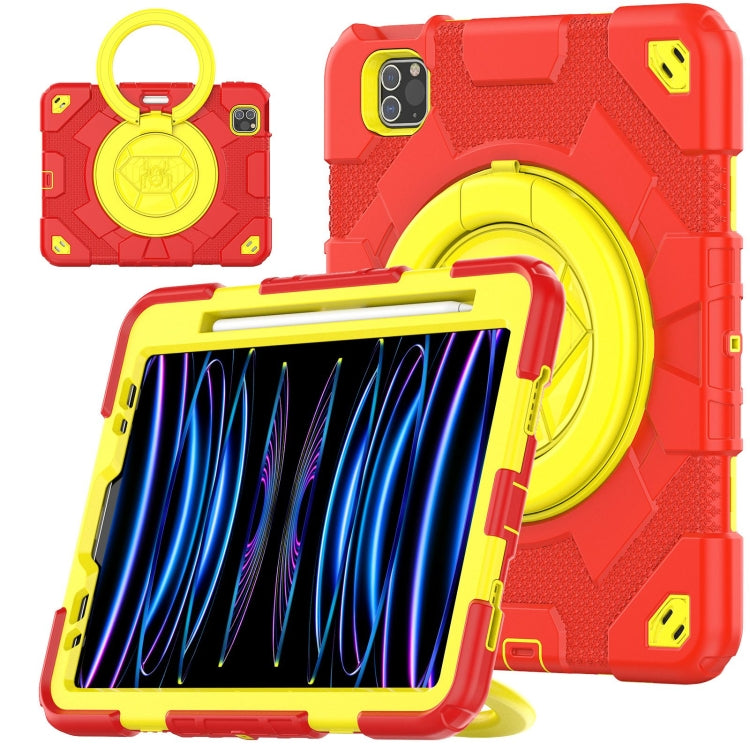 For iPad Pro 11 2022 / 2021 / 2020 Spider Rotation Handle Silicone Hybrid PC Tablet Case(Red Yellow) - iPad Pro 11 (2022/2021) Cases by PMC Jewellery | Online Shopping South Africa | PMC Jewellery | Buy Now Pay Later Mobicred