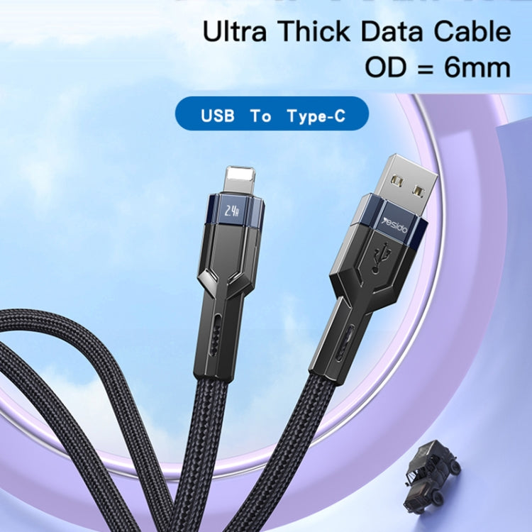 YESIDO CA106 1.2m 2.4A USB to 8 Pin OD0.6 Charging Data Cable(Black) - Normal Style Cable by Yesido | Online Shopping South Africa | PMC Jewellery | Buy Now Pay Later Mobicred