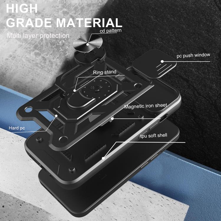 For iPhone 16e Sliding Camera Cover Design TPU+PC Phone Case(Silver) - iPhone 16e Cases by PMC TechLife | Online Shopping South Africa | PMC TechLife | Buy Now Pay Later Mobicred