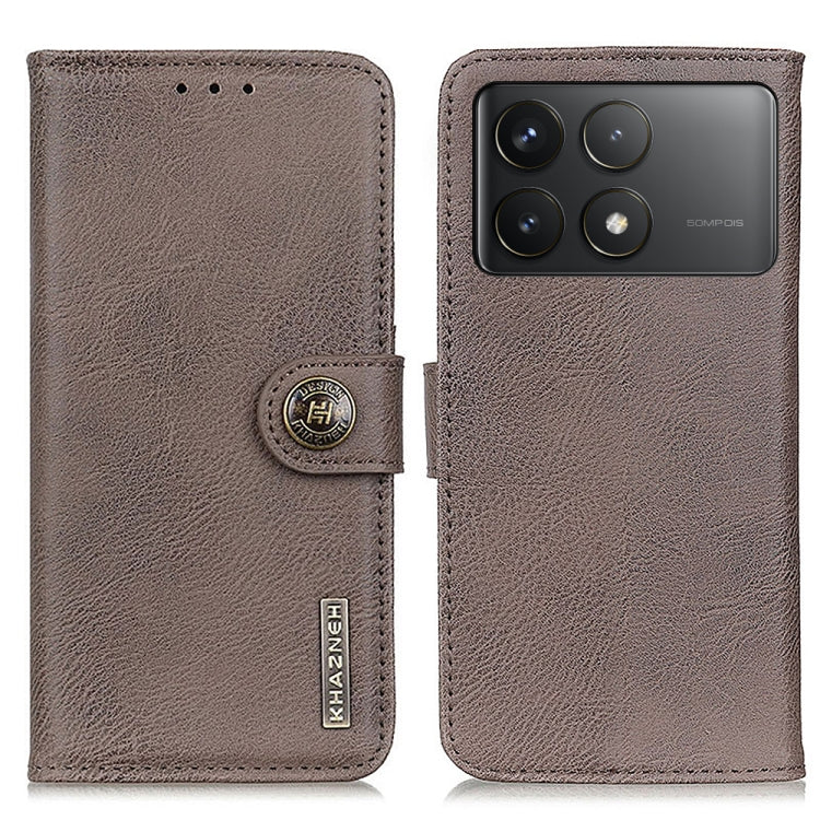 For Xiaomi Redmi K70 5G / K70 Pro 5G KHAZNEH Cowhide Texture Flip Leather Phone Case(Khaki) - K70 Cases by PMC Jewellery | Online Shopping South Africa | PMC Jewellery | Buy Now Pay Later Mobicred