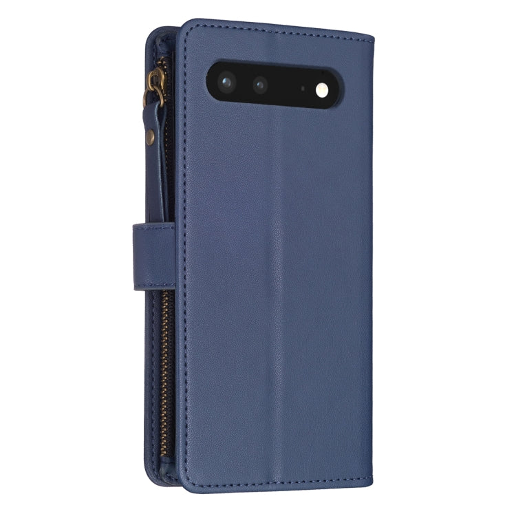 For Google Pixel 7 9 Card Slots Zipper Wallet Leather Flip Phone Case(Blue) - Google Cases by PMC Jewellery | Online Shopping South Africa | PMC Jewellery | Buy Now Pay Later Mobicred