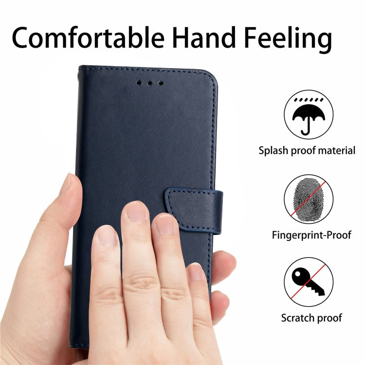 For iPhone 16 Plus Genuine Leather Fingerprint-proof Flip Phone Case(Blue) - iPhone 16 Plus Cases by PMC Jewellery | Online Shopping South Africa | PMC Jewellery | Buy Now Pay Later Mobicred