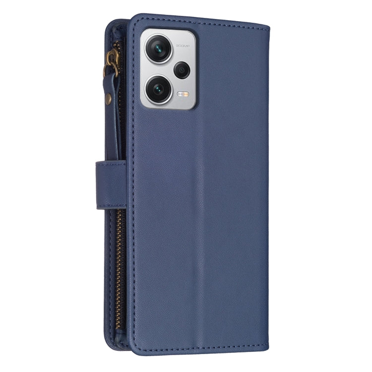 For Xiaomi Redmi Note 12 Pro+ 5G Global 9 Card Slots Zipper Wallet Leather Flip Phone Case(Blue) - Xiaomi Cases by PMC Jewellery | Online Shopping South Africa | PMC Jewellery | Buy Now Pay Later Mobicred