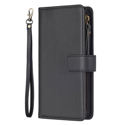 For Xiaomi Redmi 13C 9 Card Slots Zipper Wallet Leather Flip Phone Case(Black) - 13C Cases by PMC Jewellery | Online Shopping South Africa | PMC Jewellery | Buy Now Pay Later Mobicred