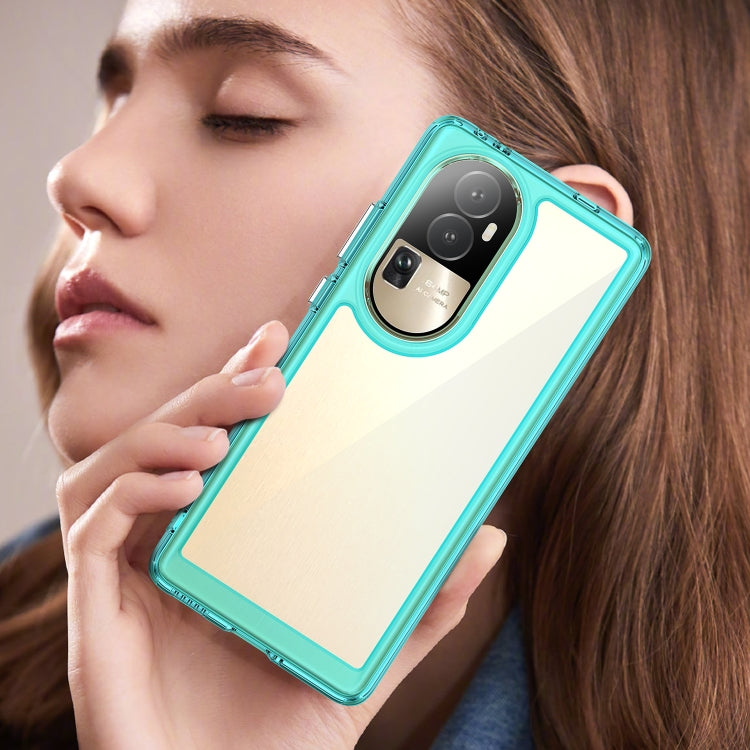 For OPPO Reno10 Pro+ Colorful Series Acrylic Hybrid TPU Phone Case(Transparent Blue) - OPPO Cases by PMC Jewellery | Online Shopping South Africa | PMC Jewellery