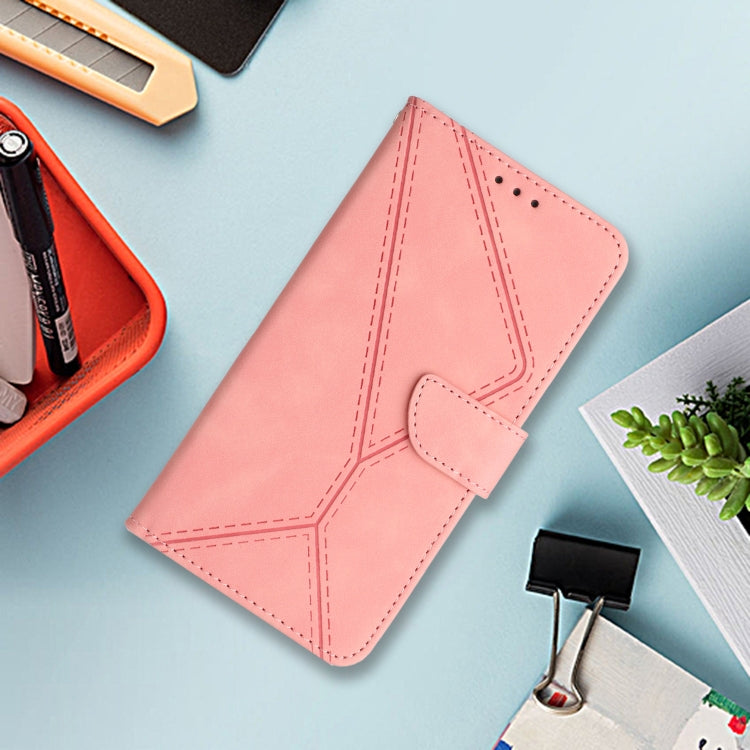 For iPhone 16 Plus Stitching Embossed Leather Phone Case(Pink) - iPhone 16 Plus Cases by PMC TechLife | Online Shopping South Africa | PMC TechLife | Buy Now Pay Later Mobicred