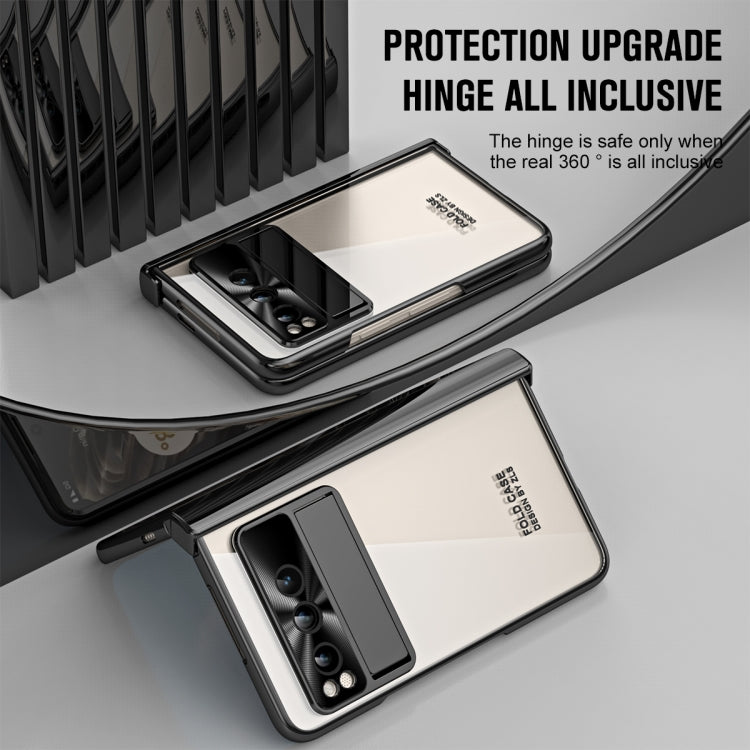 For Google Pixel Fold Integrated Electroplating Folding Phone Case with Hinge(Black) - Google Cases by PMC TechLife | Online Shopping South Africa | PMC TechLife | Buy Now Pay Later Mobicred