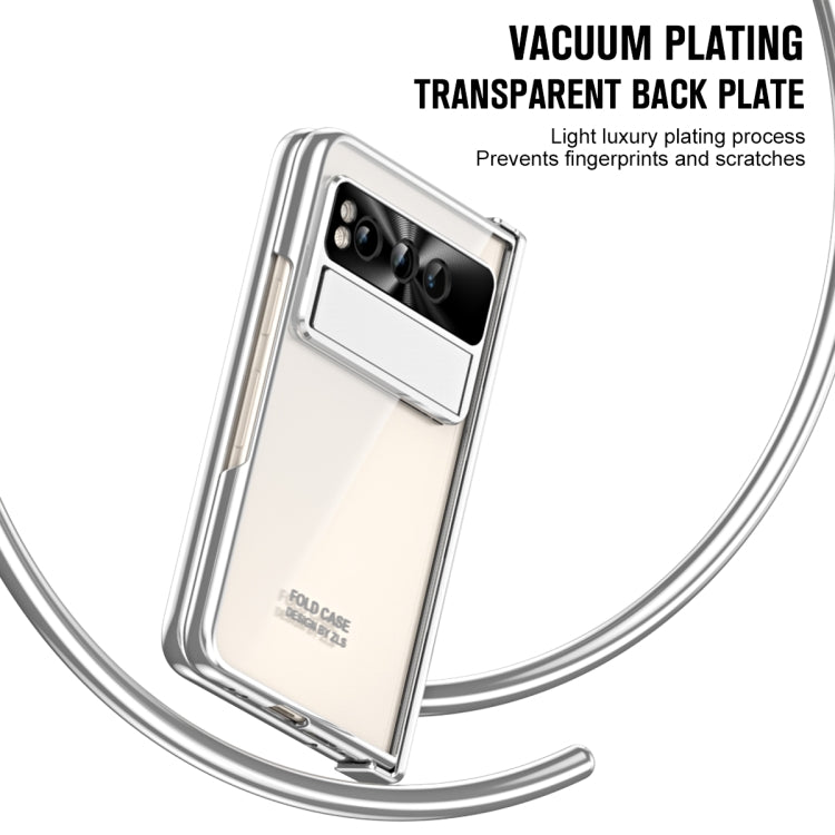 For Google Pixel Fold Integrated Electroplating Folding Phone Case with Hinge(Silver) - Google Cases by PMC TechLife | Online Shopping South Africa | PMC TechLife | Buy Now Pay Later Mobicred