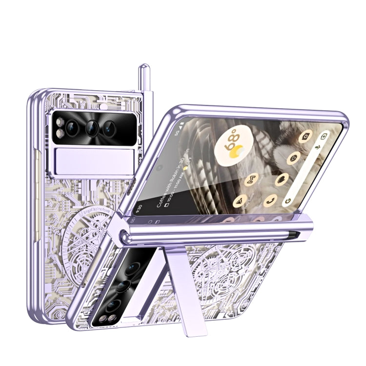 For Google Pixel Fold Mechanical Legend Integrated Electroplating All-inclusive Phone Case with Pen Slot(Purple) - Google Cases by PMC Jewellery | Online Shopping South Africa | PMC Jewellery | Buy Now Pay Later Mobicred