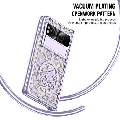 For Google Pixel Fold Mechanical Legend Integrated Electroplating All-inclusive Phone Case with Pen Slot(Purple) - Google Cases by PMC Jewellery | Online Shopping South Africa | PMC Jewellery | Buy Now Pay Later Mobicred