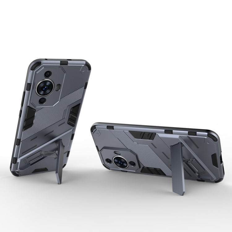 For Huawei nova 11 4G Punk Armor 2 in 1 PC + TPU Phone Case with Holder(Grey) - Huawei Cases by PMC Jewellery | Online Shopping South Africa | PMC Jewellery | Buy Now Pay Later Mobicred