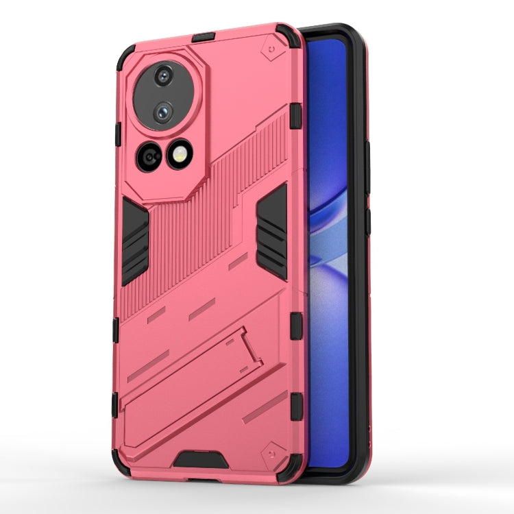 For Huawei nova 12 Pro Punk Armor 2 in 1 PC + TPU Phone Case with Holder(Light Red) - Huawei Cases by PMC Jewellery | Online Shopping South Africa | PMC Jewellery | Buy Now Pay Later Mobicred