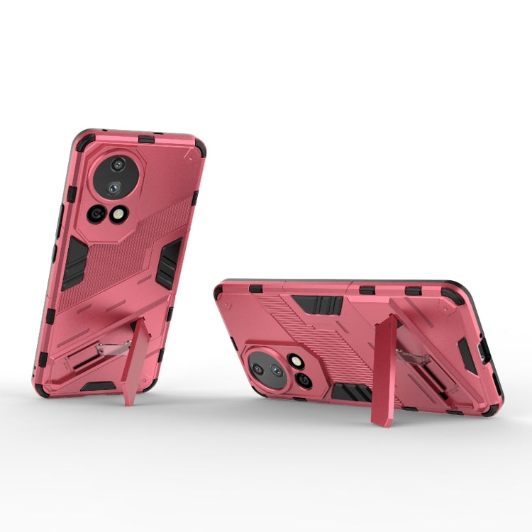 For Huawei nova 12 Pro Punk Armor 2 in 1 PC + TPU Phone Case with Holder(Light Red) - Huawei Cases by PMC Jewellery | Online Shopping South Africa | PMC Jewellery | Buy Now Pay Later Mobicred