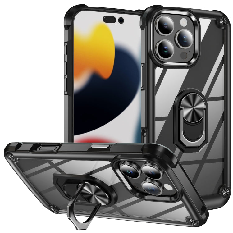 For iPhone 16 Pro Max TPU + PC Lens Protection Phone Case with Ring Holder(Black) - iPhone 16 Pro Max Cases by PMC TechLife | Online Shopping South Africa | PMC TechLife | Buy Now Pay Later Mobicred