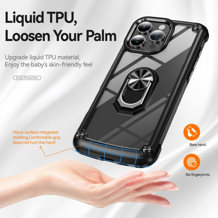 For iPhone 16 Pro Max TPU + PC Lens Protection Phone Case with Ring Holder(Black) - iPhone 16 Pro Max Cases by PMC TechLife | Online Shopping South Africa | PMC TechLife | Buy Now Pay Later Mobicred