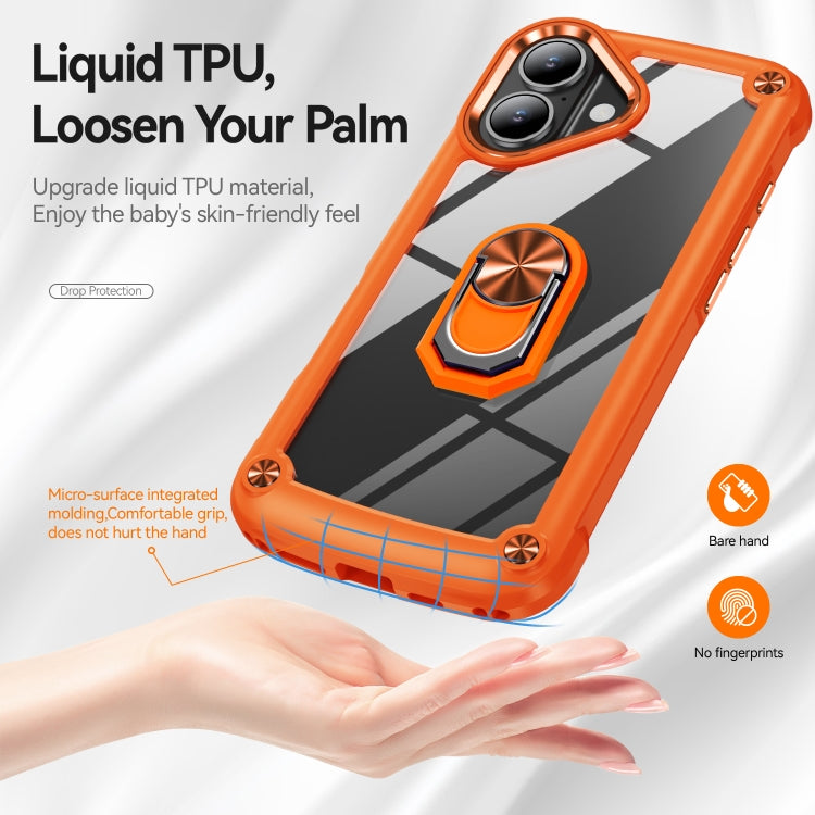 For iPhone 16 TPU + PC Lens Protection Phone Case with Ring Holder(Orange) - iPhone 16 Cases by PMC Jewellery | Online Shopping South Africa | PMC Jewellery | Buy Now Pay Later Mobicred