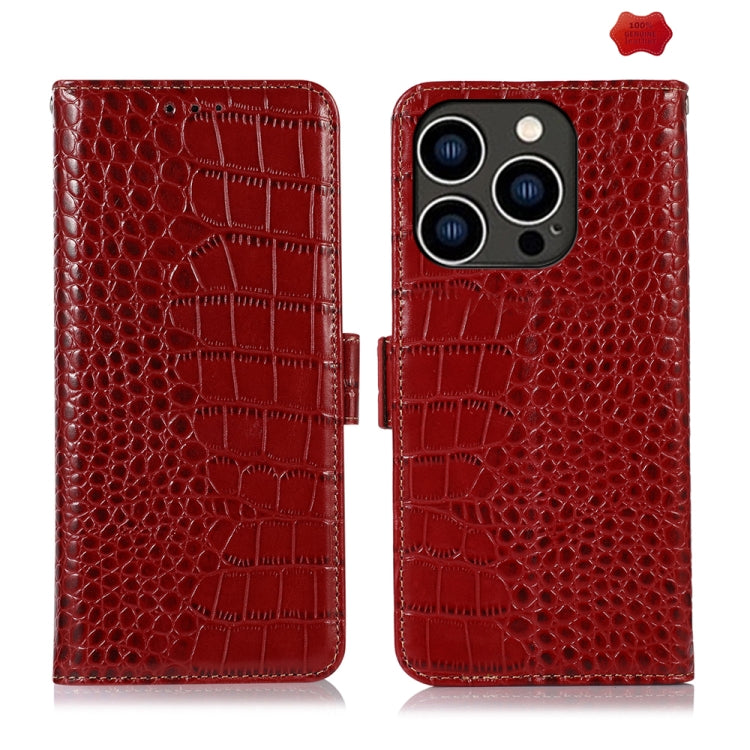 For iPhone 16 Pro Max Crocodile Top Layer Cowhide Leather Phone Case(Red) - iPhone 16 Pro Max Cases by PMC Jewellery | Online Shopping South Africa | PMC Jewellery | Buy Now Pay Later Mobicred