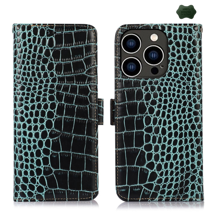 For iPhone 16 Pro Crocodile Top Layer Cowhide Leather Phone Case(Green) - iPhone 16 Pro Cases by PMC Jewellery | Online Shopping South Africa | PMC Jewellery | Buy Now Pay Later Mobicred